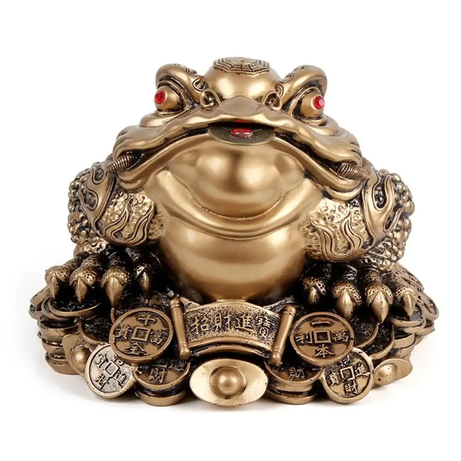 

Tabletop Wealth Frog Figurine Chinese Resin Money Toad Treasure Sculpture for Home Decoration