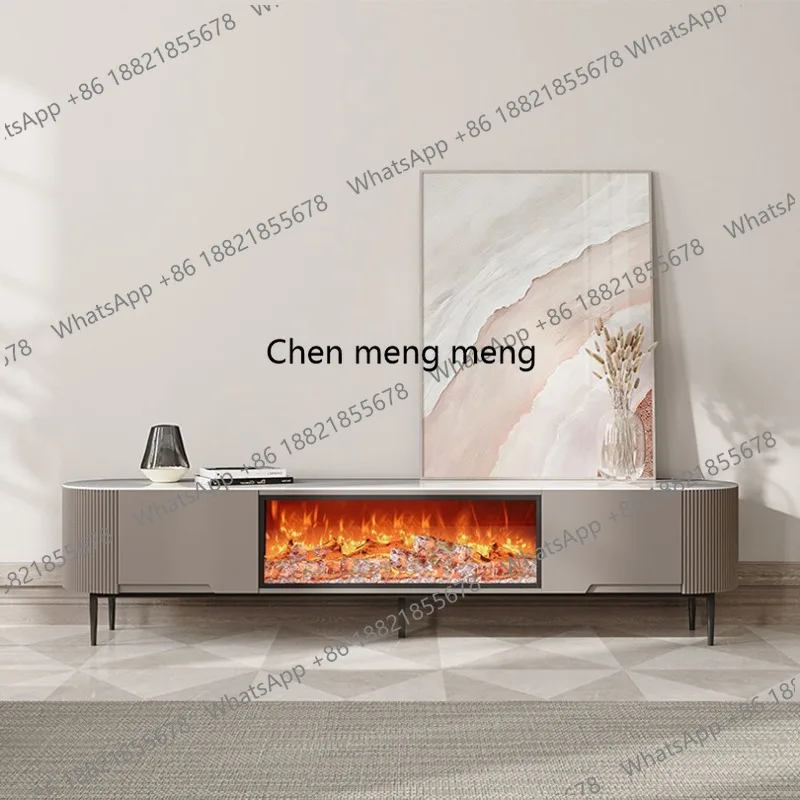

Modern simple electronic fireplace rock panel TV cabinet 3D simulation flame embedded decorative floor counter