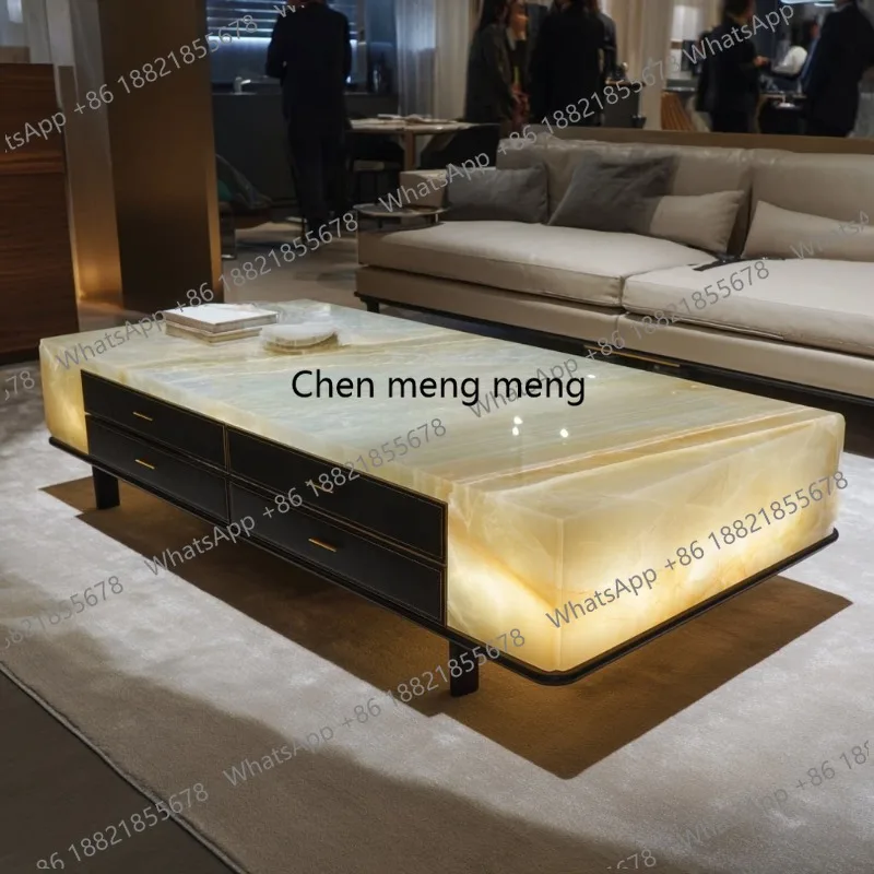 Premium new luxury stone coffee table living room custom square modern, light luxury villa