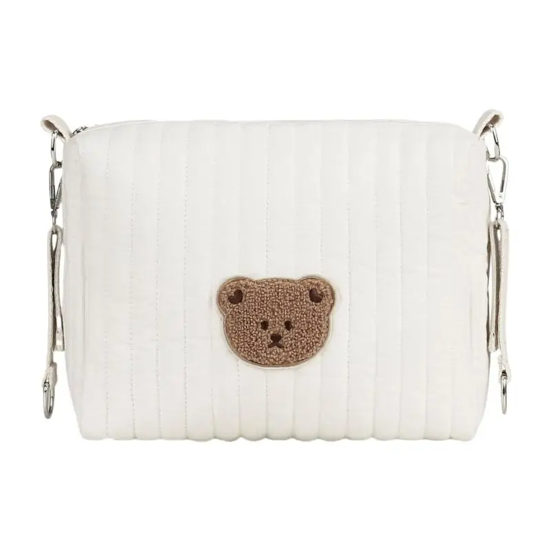 

U13F Newborns Baby Diaper Cosmetic Storage Bag Multipurpose Cotton Travel Handbag with Zipper Closure