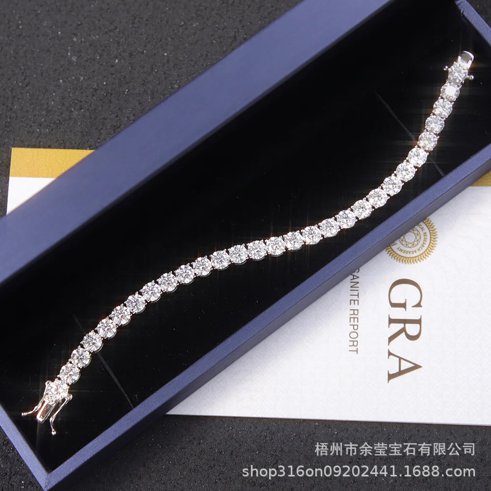 2-6mm D VVS1 Moissanite Tennis Bracelet Original s925 Sterling Silver Plated 18k White Gold with GRA Bracelets for Women Man