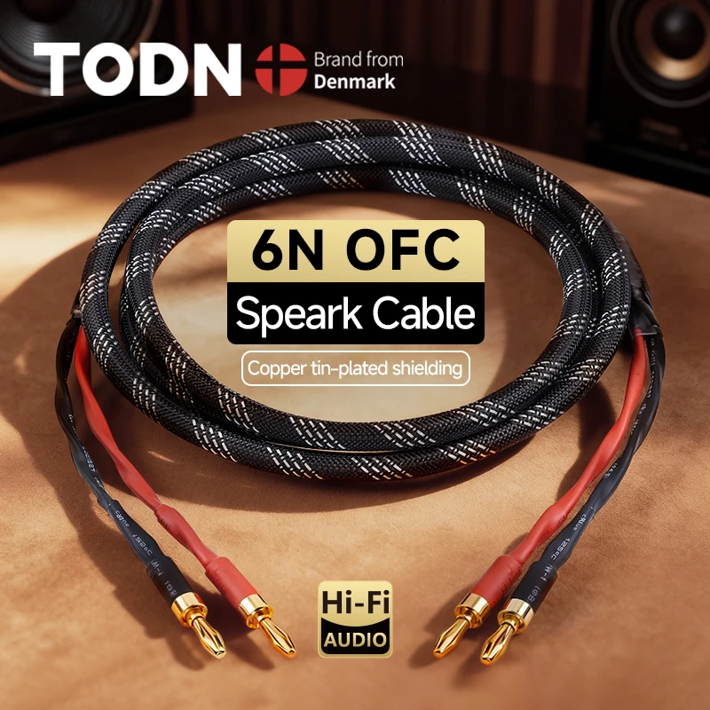 CYKO 1 pièces 6N OFC câble de haut-parleur 24K plaqué or banane/Y/Pin prise cuivre étamé blindage câble Audio pour amplificateur haut-parleur