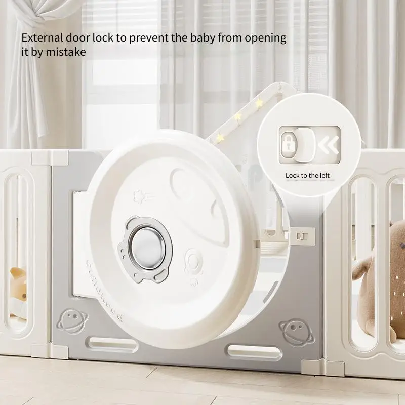 روضة أطفال رائد الفضاء للأطفال، نشاط زحف، بوابة أمان للمساحة، ساحة لعب داخلية مع تصميم تخزين متعدد الوظائف وقابل للطي #4