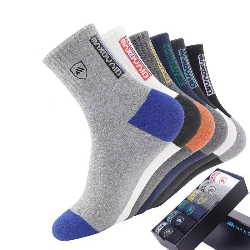 5 Pairs Apring And Fall Mens Sports Socks Summer Leisure Sweat Absorbent Comfortable Thin Breathable Basketball Meias