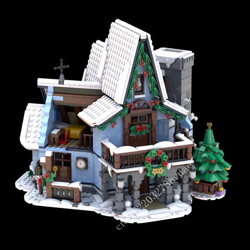 2297PCS 10293 Santa's Visit MOC Creative Street Viewชุดบล็อกอาคารสถาปัตยกรรมDIYประกอบของเล่นของขวัญ