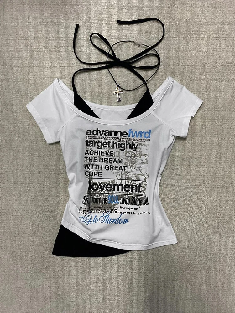 

Женская футболка из американского хлопка в стиле ретро, новинка весны и лета, цвет Blo Ne, подвесной топ, модная уличная одежда