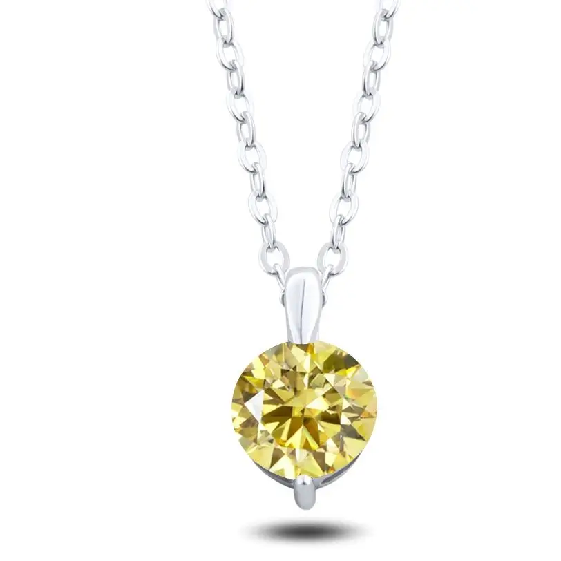 1,0 Karat Damen-Moissantie-Anhänger-Halskette für Charm-Dame, 925er Sterlingsilber, Luxus-Kette, trendiges Iced Bling-Hochzeitsgeschenk