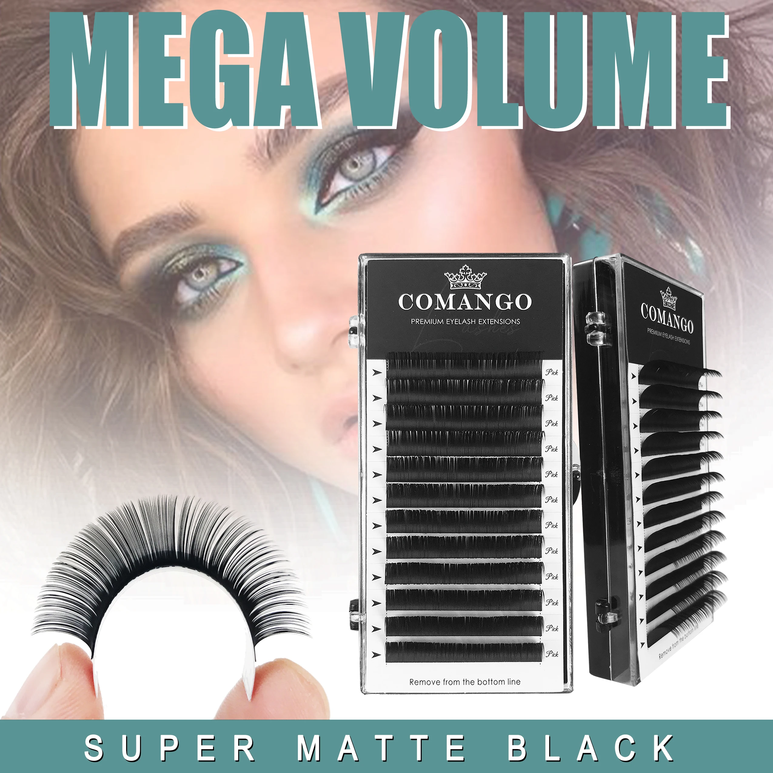 CoMango Classic Lash Extensions Mix Tray C/D/DD Hybrid Russian Volume Matte Black Faux Mink Eyelashes Professional Cilios