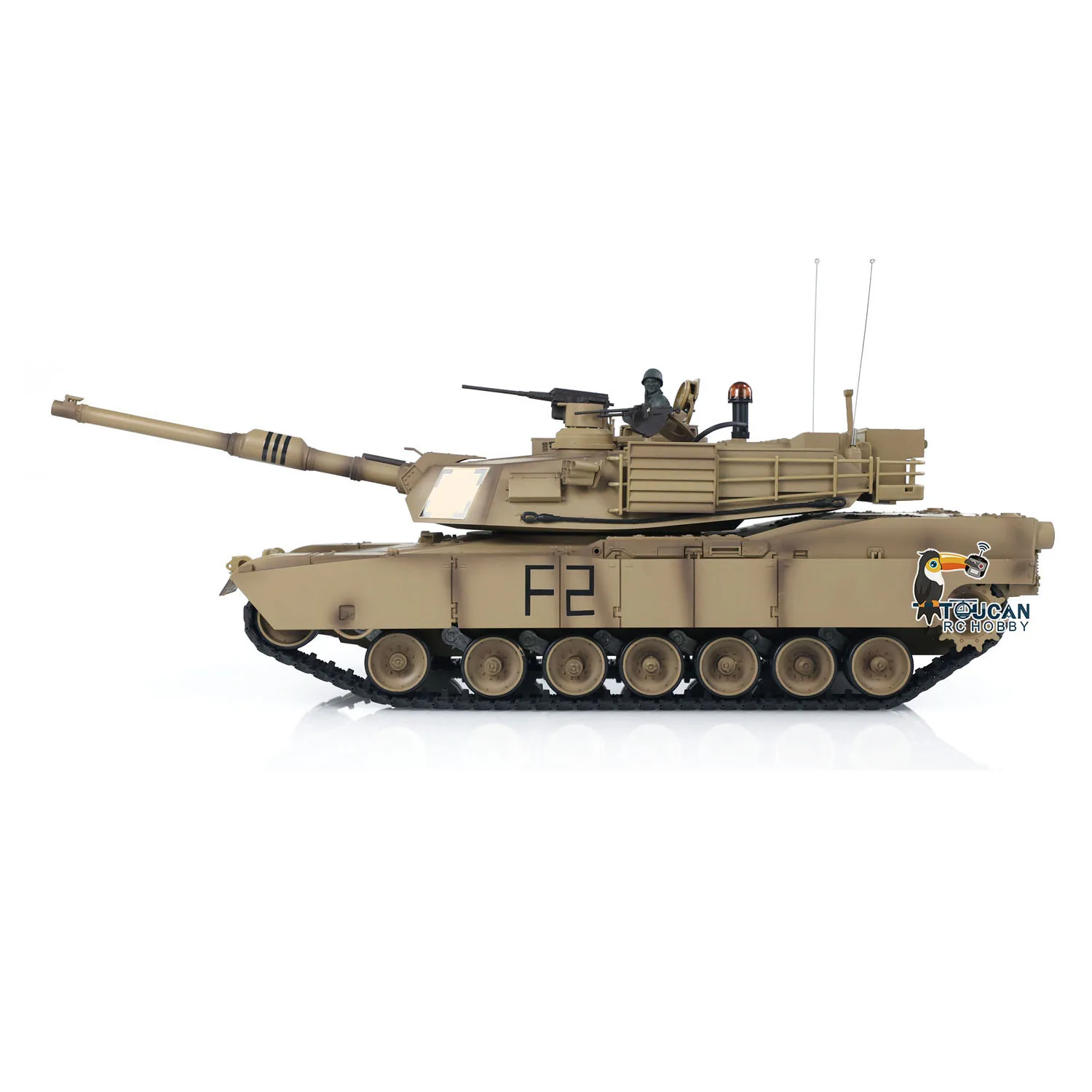 재고 Heng 긴 1/16 7.0 플라스틱 M1A2 Abrams RC 탱크 3918 스틸 기어박스 360 회전 배럴 리코일 RC 장난감 모델 TH17792