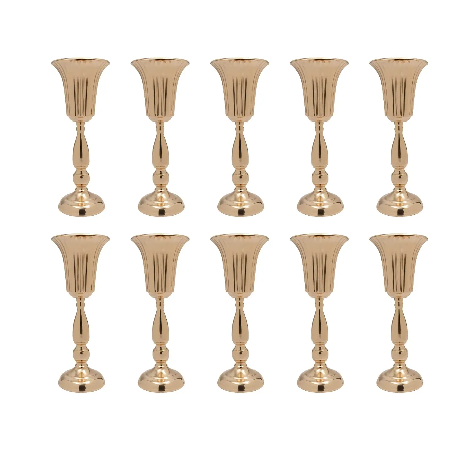 

10Pcs Gold Metal Candle Holders 15.7" Tall Stand Flowers Vase Candlestick Flower Arrangement Candelabra Candle Holder Stand Set