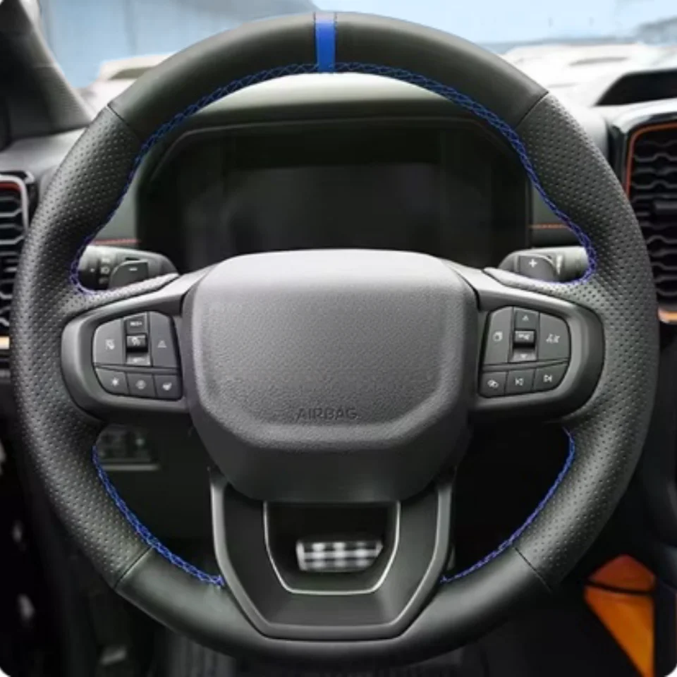 Auto Lenkrad Abdeckung Kunstleder Atmungsaktiv Für Ford Ranger Everest 2023 Lenkung Kreuz Rad Flechten Abdeckung Zubehör – Detail 1