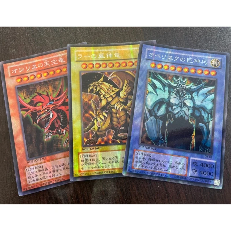 Yu-Gi-Oh Flash Card Egyptian God Blue-Eyes White Dragon Diy 3 Sheets Secret Rare-Ser Action Toy Figure Anime Game Collection