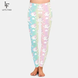 LETSFIND New Arrival 3D Cute Unicorn Is Sleeping on The Cloud Print Women Leggings High Waist Soft Slim Full Leggings