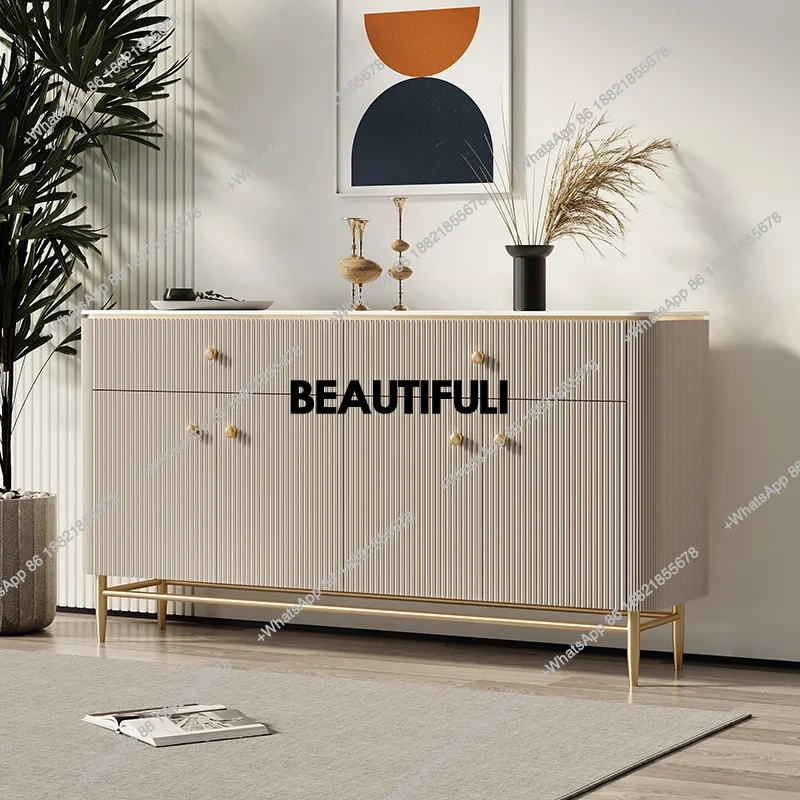 

New arrive living room small apartment solid wood storage cabinet modern simple high-end rock slab dining side cabinet