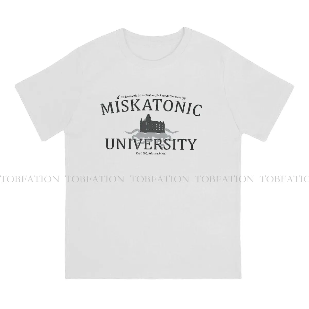 Fish Hipster TShirts Miskatonic University Youth Men Style Fabric Streetwear T Shirt Round Neck 