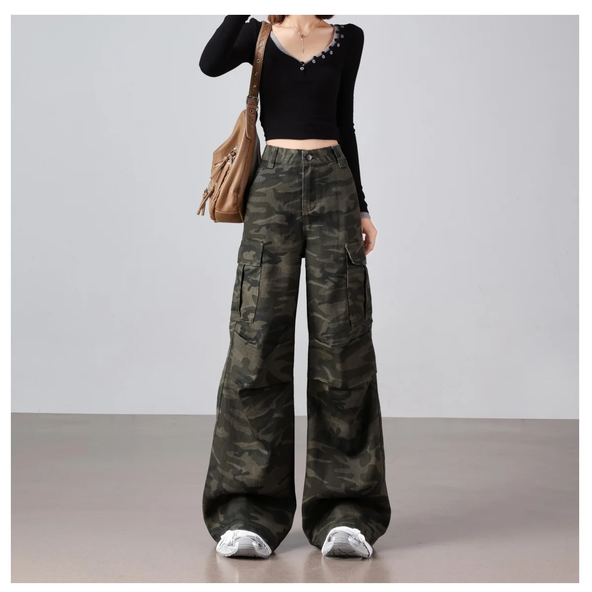 Jean Cargo en Denim pour femmes, multi-poches, Hip Hop, rétro, ample, délavé, Streetwear, jambes larges, pantalon droit décontracté, Y2K 2025