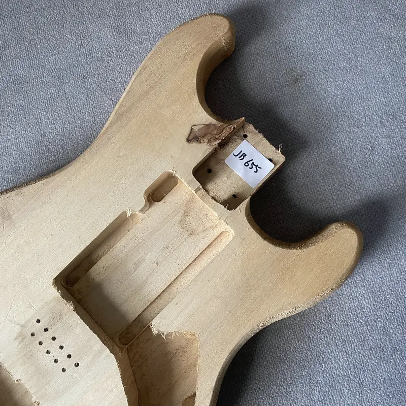 JB655 6 String ST Electric Guitar Body Custom Pickups String Through No Paints Unfinished Natural Solid Basswood DIY Parts