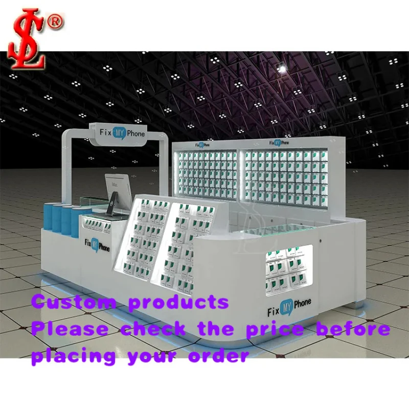 custom.Phone Repair Kiosk Design with Cell Phone Station Mall Kiosk Used in Mall