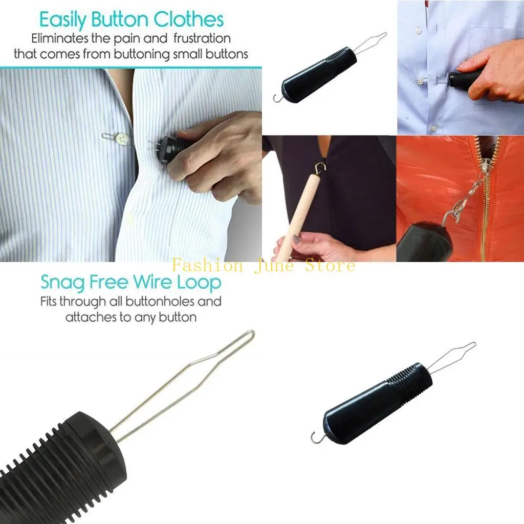 N5KA Button Hook and Zipper Pull Hand Buttons aids Button Assist Device Aid