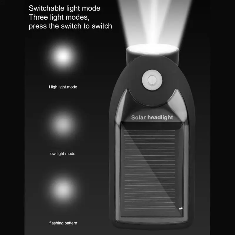 ไฟจักรยานสําหรับขี่กลางคืน 3 โหมดไฟขี่จักรยานพลังงานแสงอาทิตย์ไฟหน้าจักรยานเสือภูเขาจักรยานแบบปรับได้ไฟชาร์จพลังงานแสงอาทิตย์