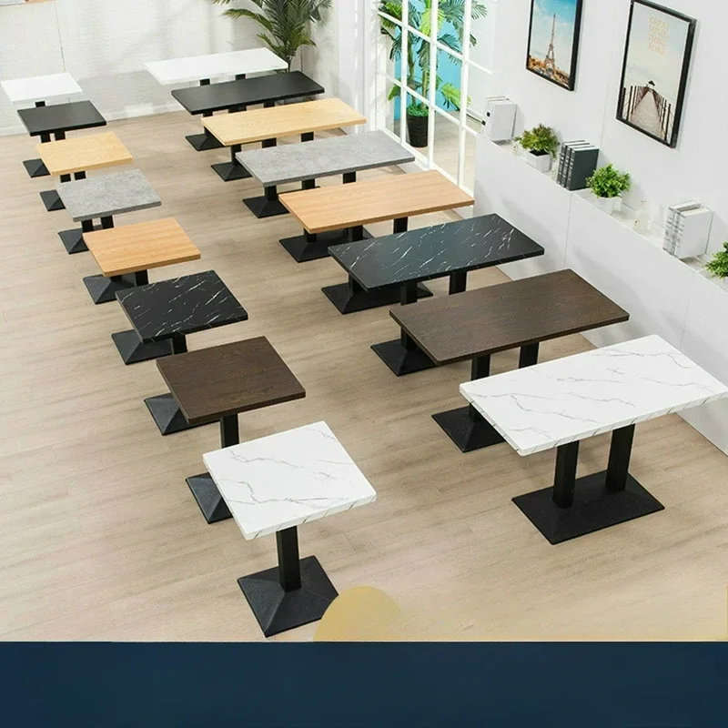 

Fast food table and chair set combination hotel restaurant snack bar catering commercial table milk tea shop rock slab small squ
