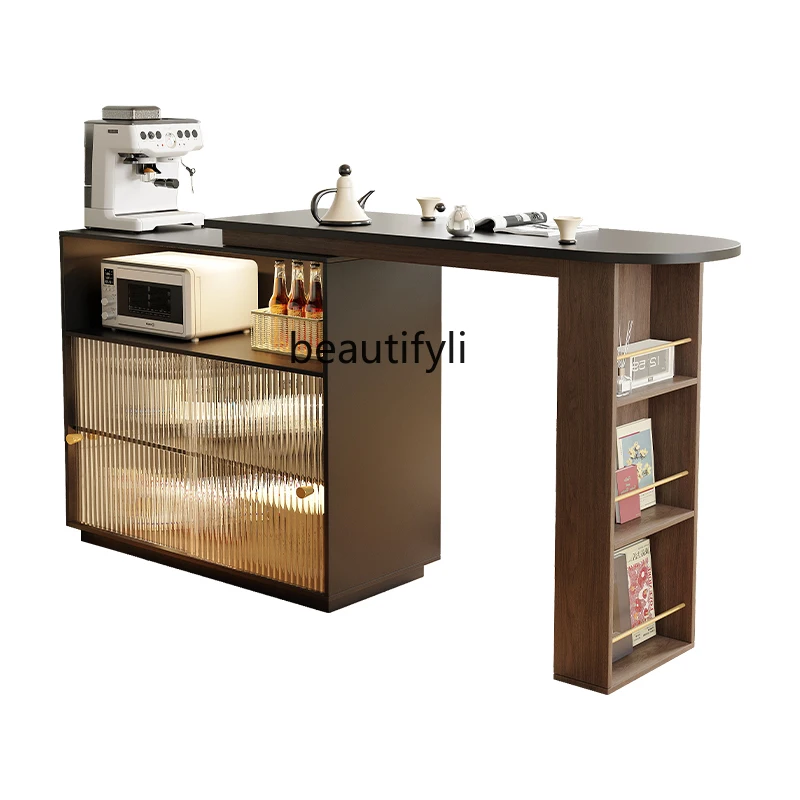 

Medieval solid wood retractable bar table living room bar partition cabinet, bucket cabinet, small apartment dining side cabinet