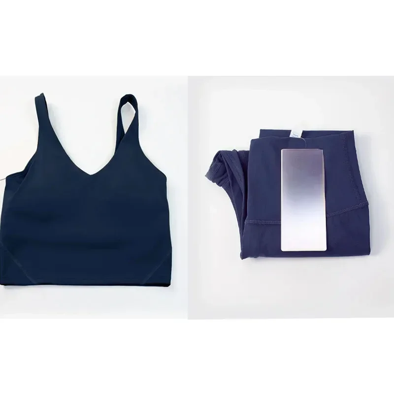 Camiseta deportiva sin mangas para mujer, sujetador con espalda en forma de U, sin hilo de incomodidad, pantalones ajustados de cintura alta para