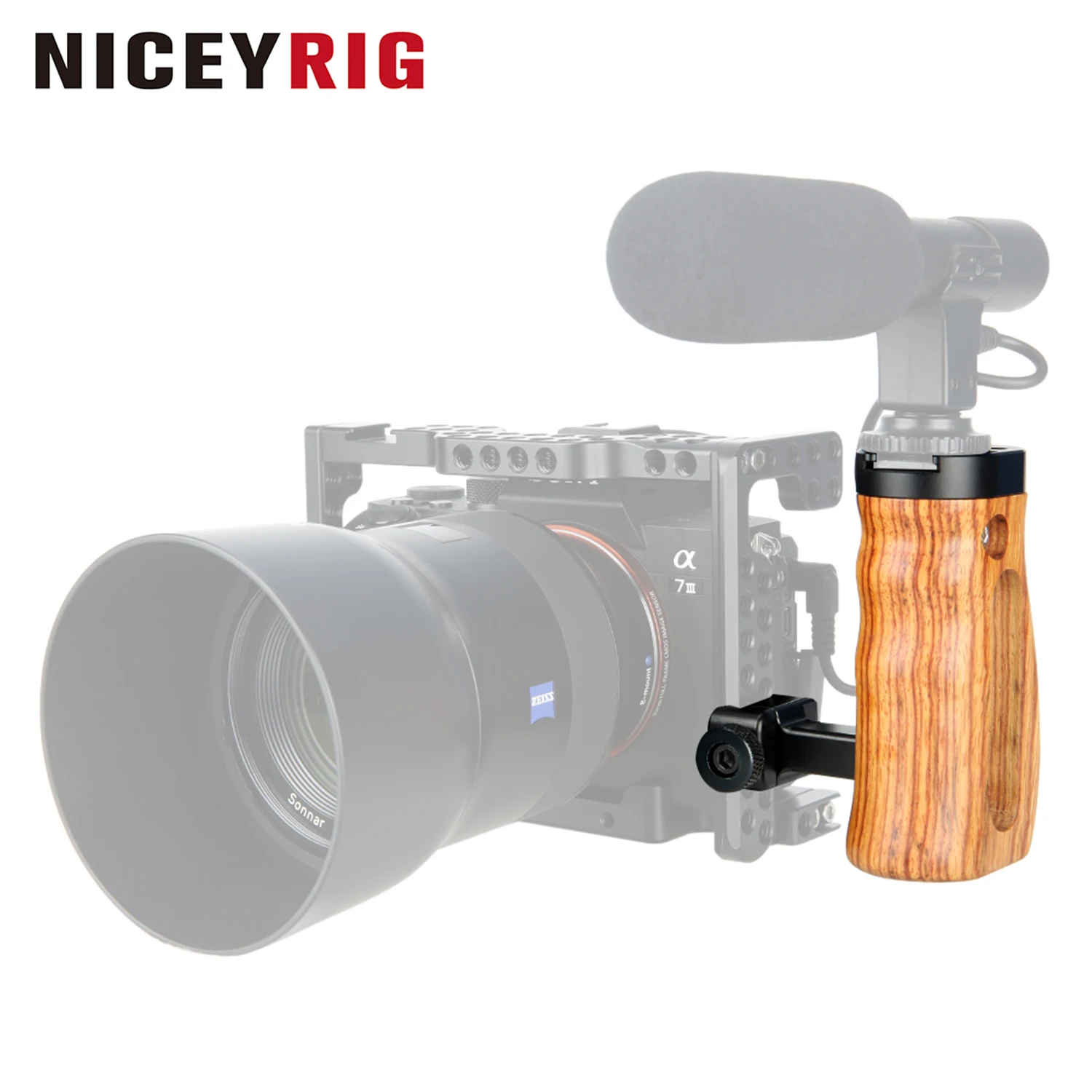 

NICEYRIG NATO Side Handle Wooden Grip with Built-in Cold Shoe and Threaded Holes for Camera Cage Shoulder Support Rig System