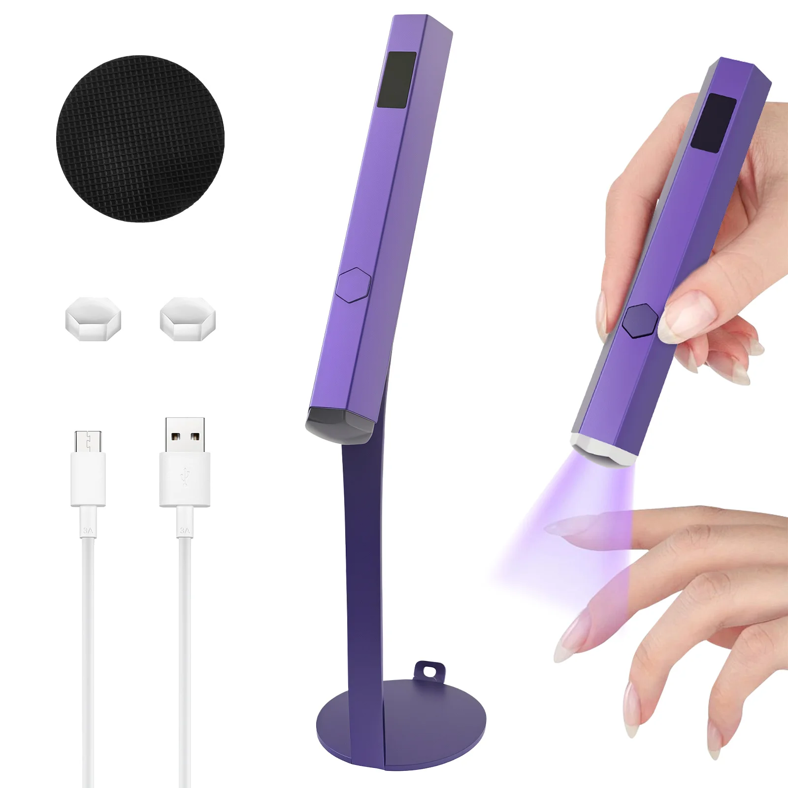 

Mini Nail Lamp Portable Small Nail Curing Light with Stand 3W USB Rechargeable Manicure Dryer Gel Lamp for Manicure Salon Women