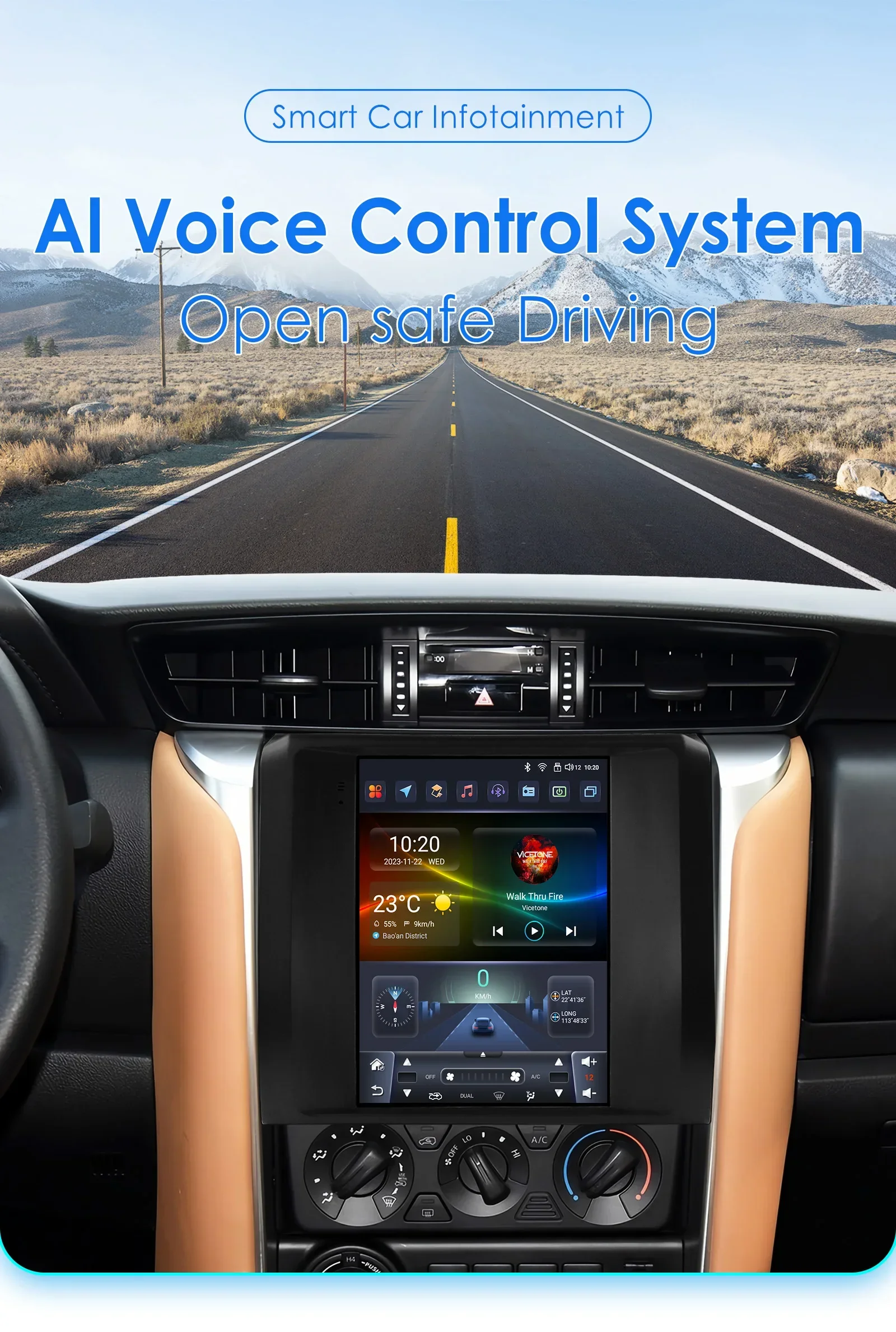 9.7 4G Wireless Carplay Android Auto Car Radio Multimedia for Toyota Fortuner / HILUX Revo 2015 - 2022 Video Player