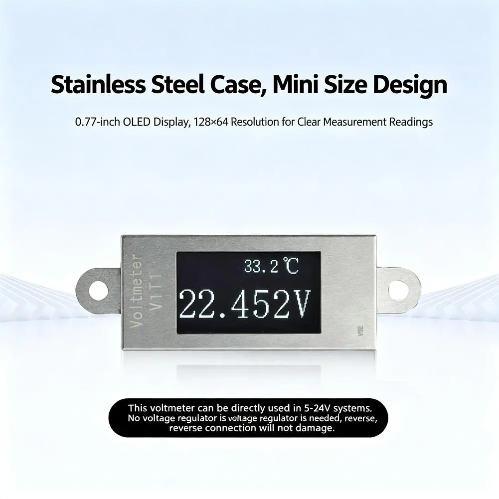DC 5-30V OLED Display Digital Voltemeter 0-99℃ Temperature Sensor NTC Probe 1-6S Battery Voltage Monitoring