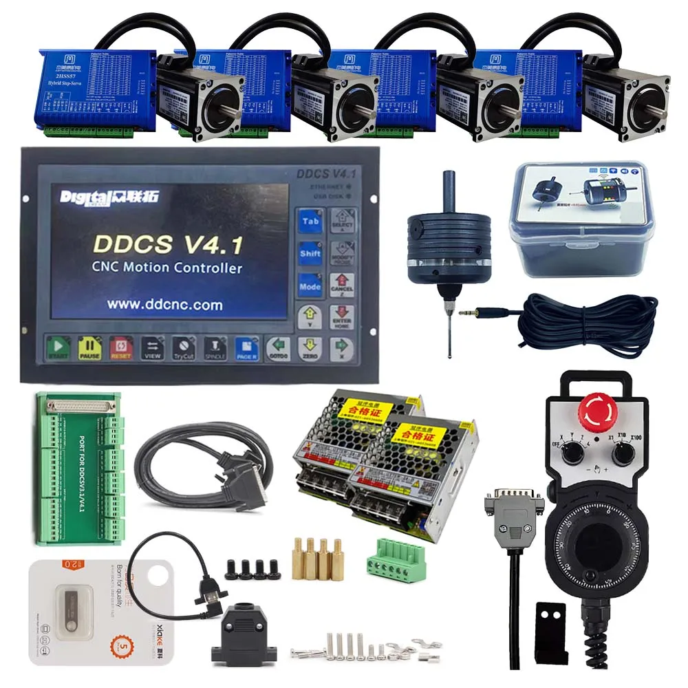 

Ddcsv3.1 Upgrade Ddcsv4.1 4Axis G-code CNC Offline Controller Kit 57Stepper Motor Kit+3D Edge Finder+E-stop Mpg+75W24V DC