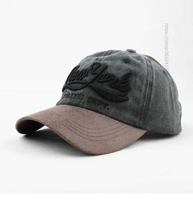 Three-Dimensional Letters Embroidery Stitching Two-Color Peaked Cap Versatile American Casual Baseball Hat Retro Men