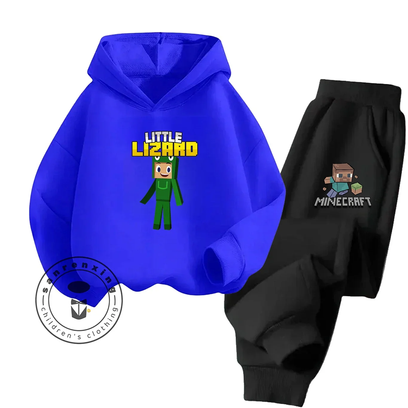 Zestaw bluzy z kapturem z nadrukiem Minecraft w stylu kreskówkowym 2D dla dzieci, nastolatków, chłopców i dziewcząt, casualowy, hit sprzedaży na jesień i zimę 2025