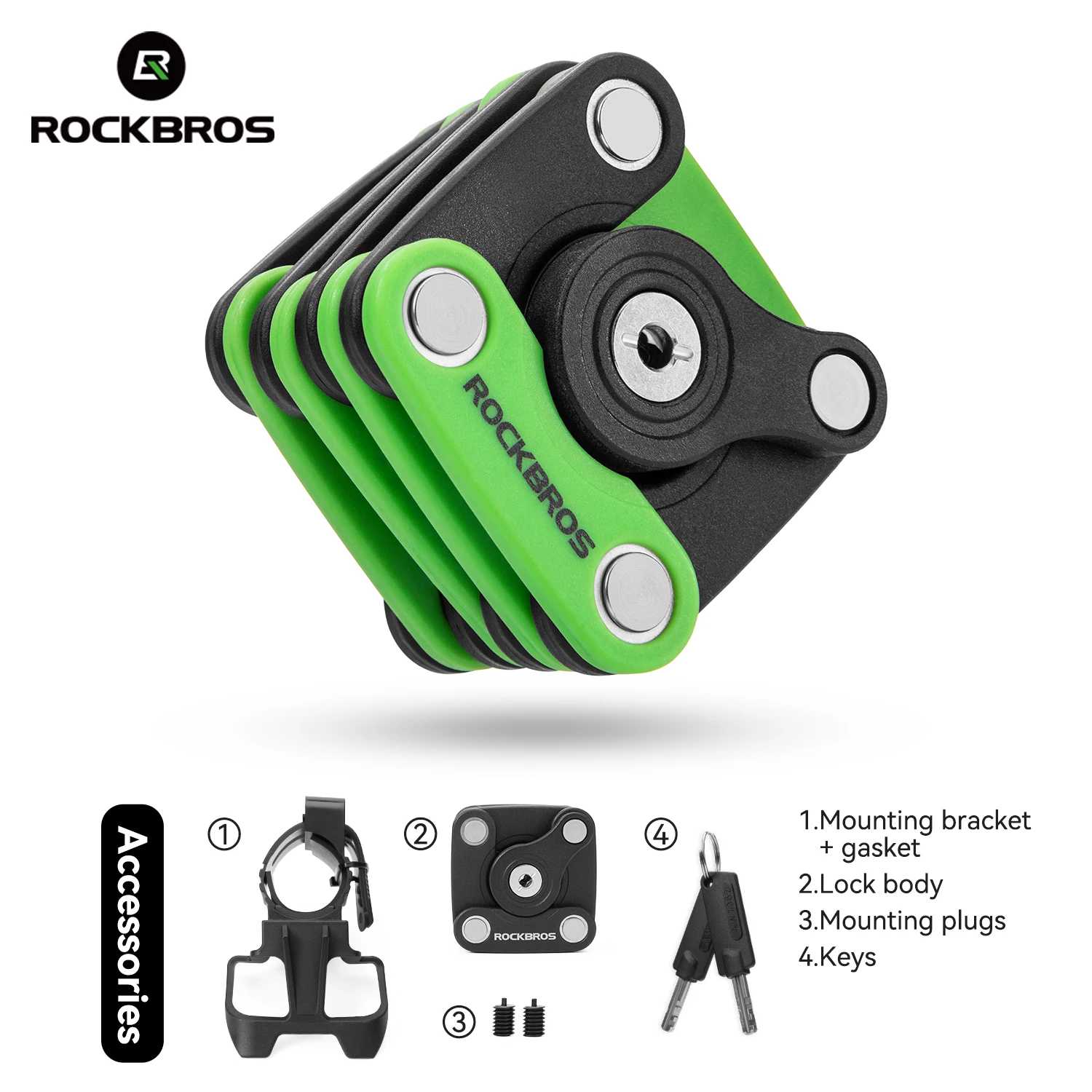 

ROCKBROS Foldable Bicycle Lock Security Anti-theft Cycling Lock MTB Road Bike Thickened Cycling Chain Lock Rustproof Bike Lock