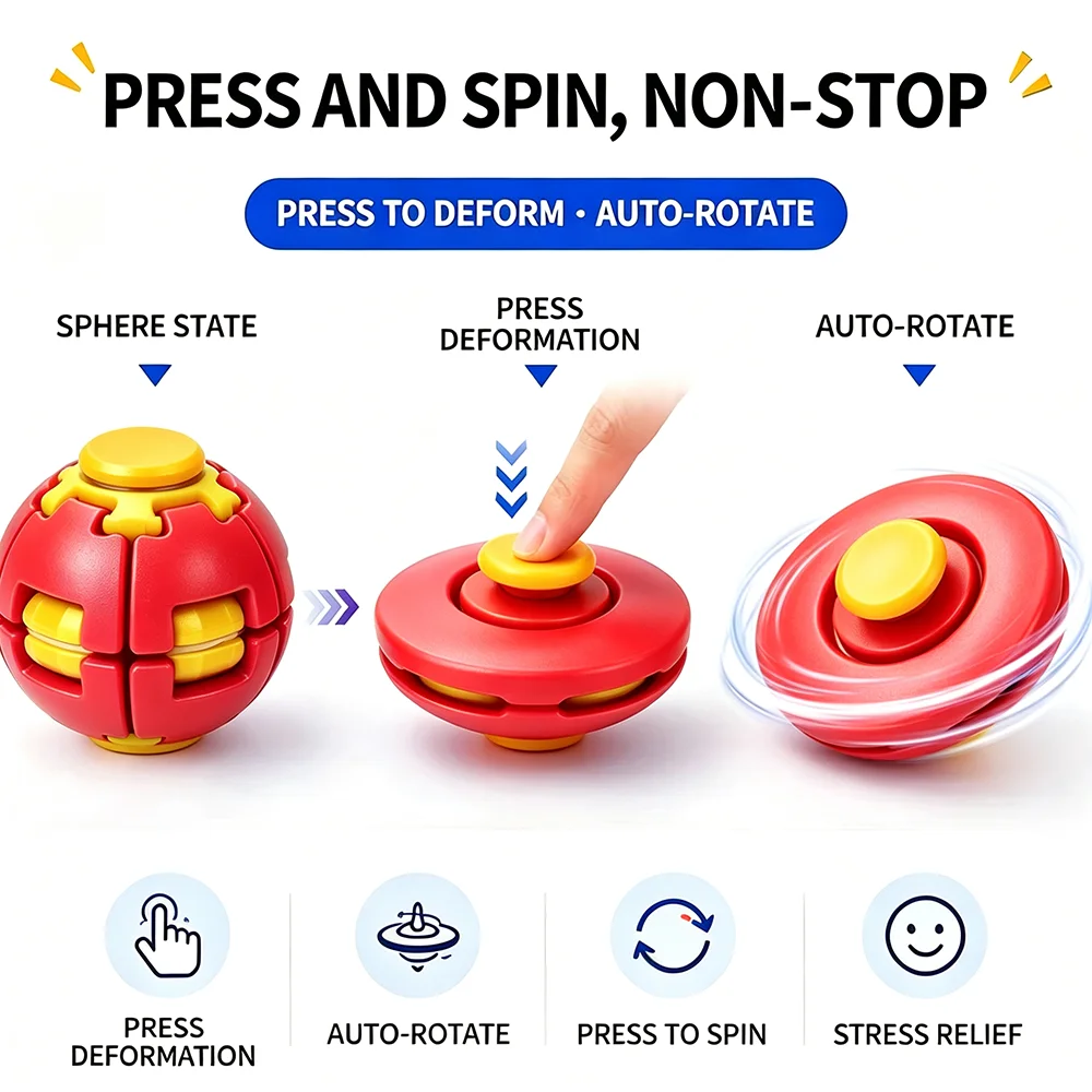 Hot Sale Press and Rotate Stress Relief Ball Fidget Spinner Office Boredom Relief Fun Creative Small Toy