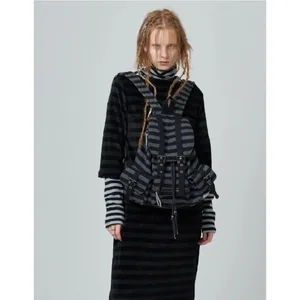 Kpop Girls Group Merch Minji Lackierrucksack Y2K Striped Standard Rucksack große Kapazität Crossbody Bags Bag 8 Hauptverkaufs -Rucksack K Pop - №7