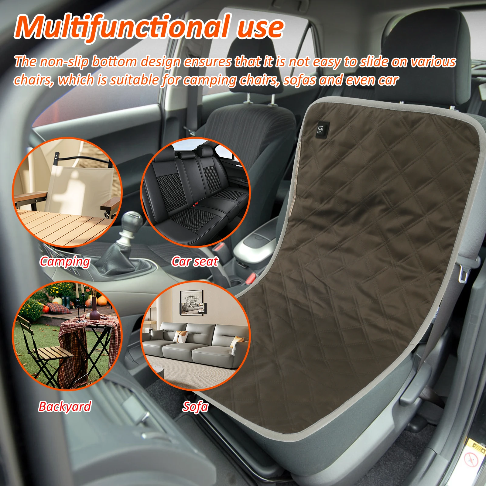 Heated Chair Pad 3-speed Adjustable Temperature Waterproof Heated Seat Cushion with 4 Heated Areas Heated Seat Cover for Winter