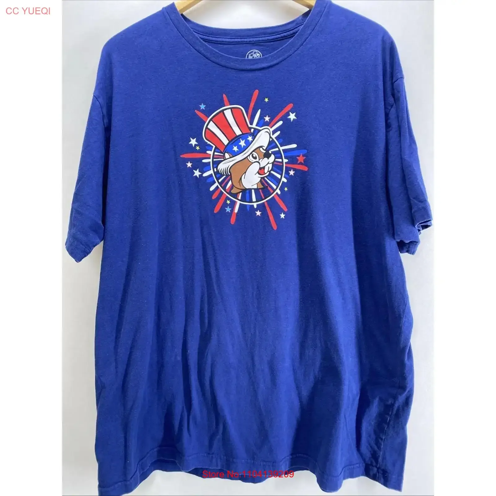 Buc ee's 2024 Fourth Of July Blue T shirt Men s 2XL 50 52 Chest long or short sleeves vintage Washed Unisex fashion Slightly