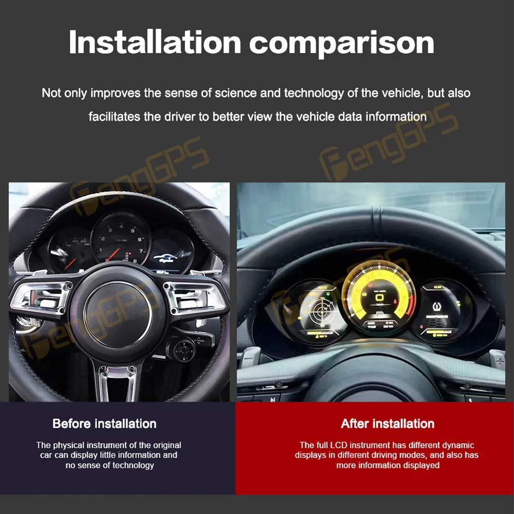 

12.3" Digital Cluster Odometer Screen For Porsche 718 2011-2022 LCD Instrument Panel Virtual Cockpit Speed Meter Car Dashboard