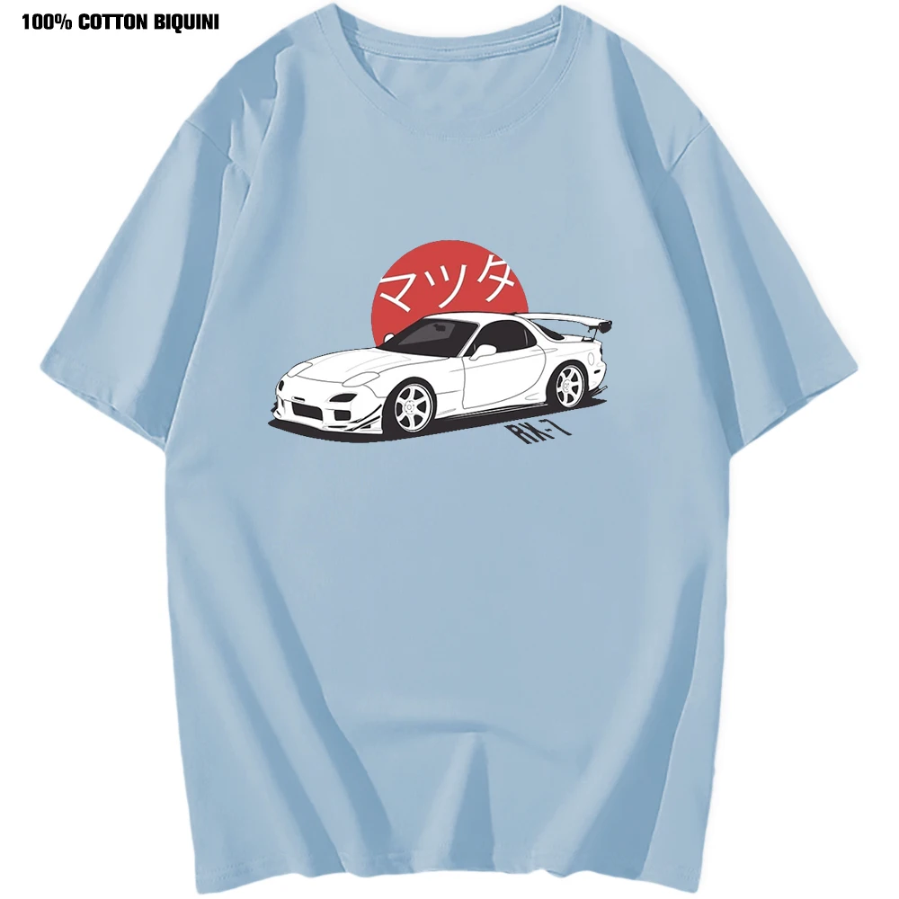 MEN Tshirt Mazda RX7 Printed Short Leeve T Shirts Harajuku Japanese Car Fans Racing Race Tee Shirt JDM Automobile Culture