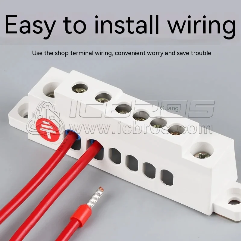 Zero 6-12 Series, Terminal Copper Distribution Box, Wire BusBar, Zero Ground BusBar row