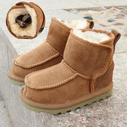 100% Natural Sheepskin Wool Winter Children's Shoes Boy Girl Boots Genuine Leather Soft Warm Snow Boots Warm Baby Girls Boots