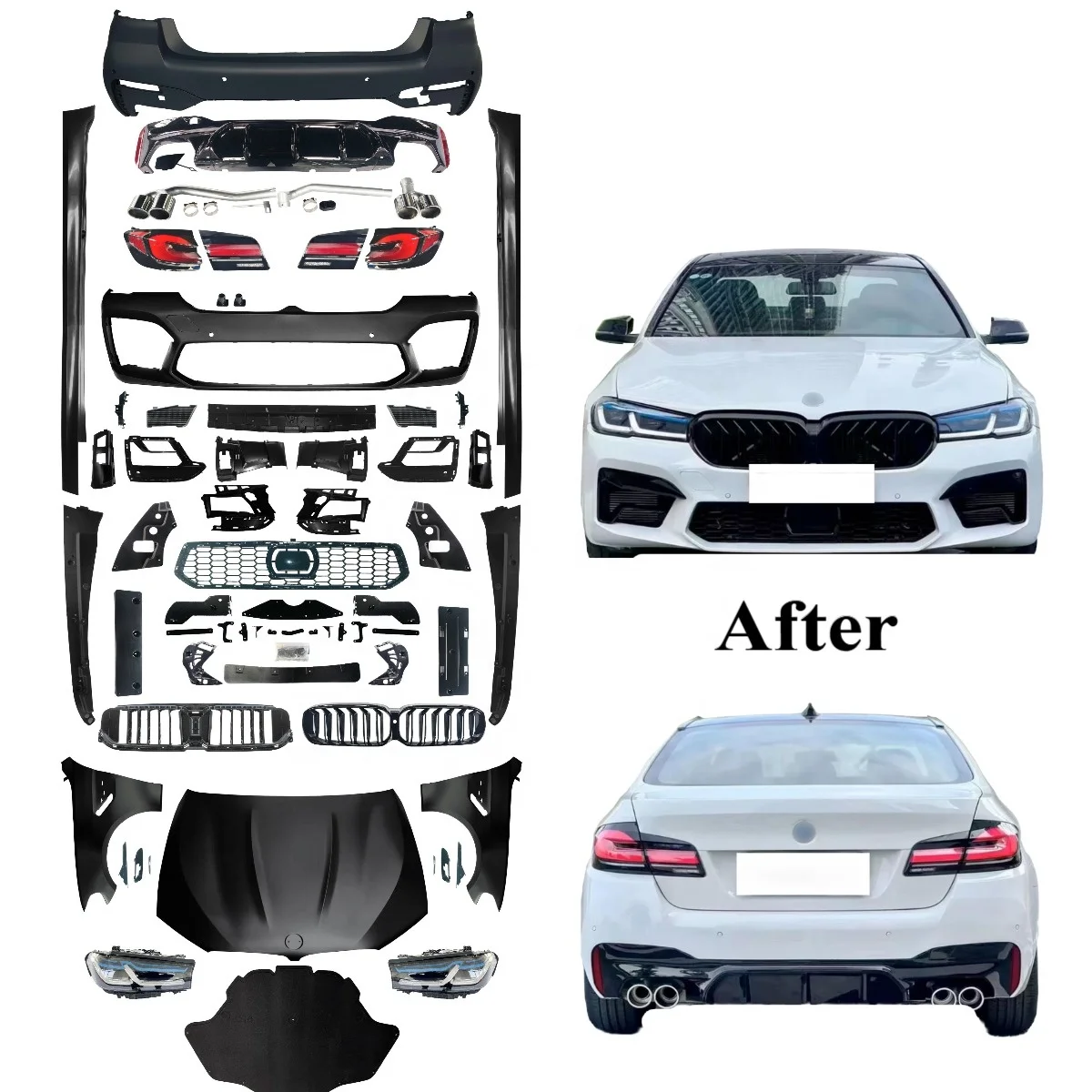

New Without Damage F10 F18 Upgraded to G30 G38 2021-2023 for BMW 5 Series Front Rear Bumpers Fenders Bodykit M5