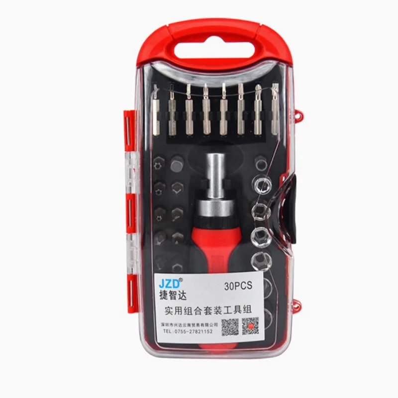 

Jzd Tool 30-Piece Set Ratchet Screwdriver Set T-Shaped Screwdriver Socket Wrench Combination Screwdriver