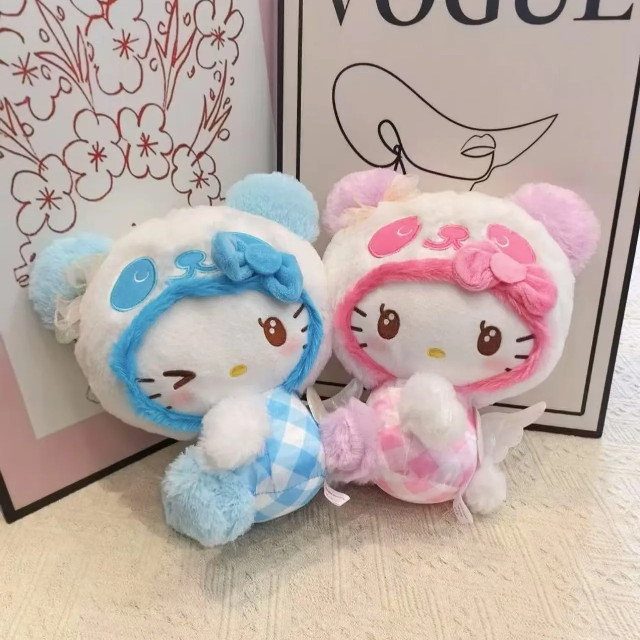 

New Panda Hello Kitty Plush Doll Toys Soft Stuffed Animals Sleep Companion Kids Toys Plush Pillows Little Girls Birthday Gifts