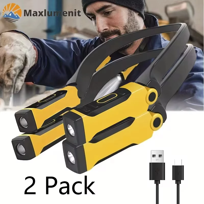 2 Pack Rechargeable LED Neck Reading Light Two Brightness Levels For Reading, Knitting, Camping & Repairing Led Work Light