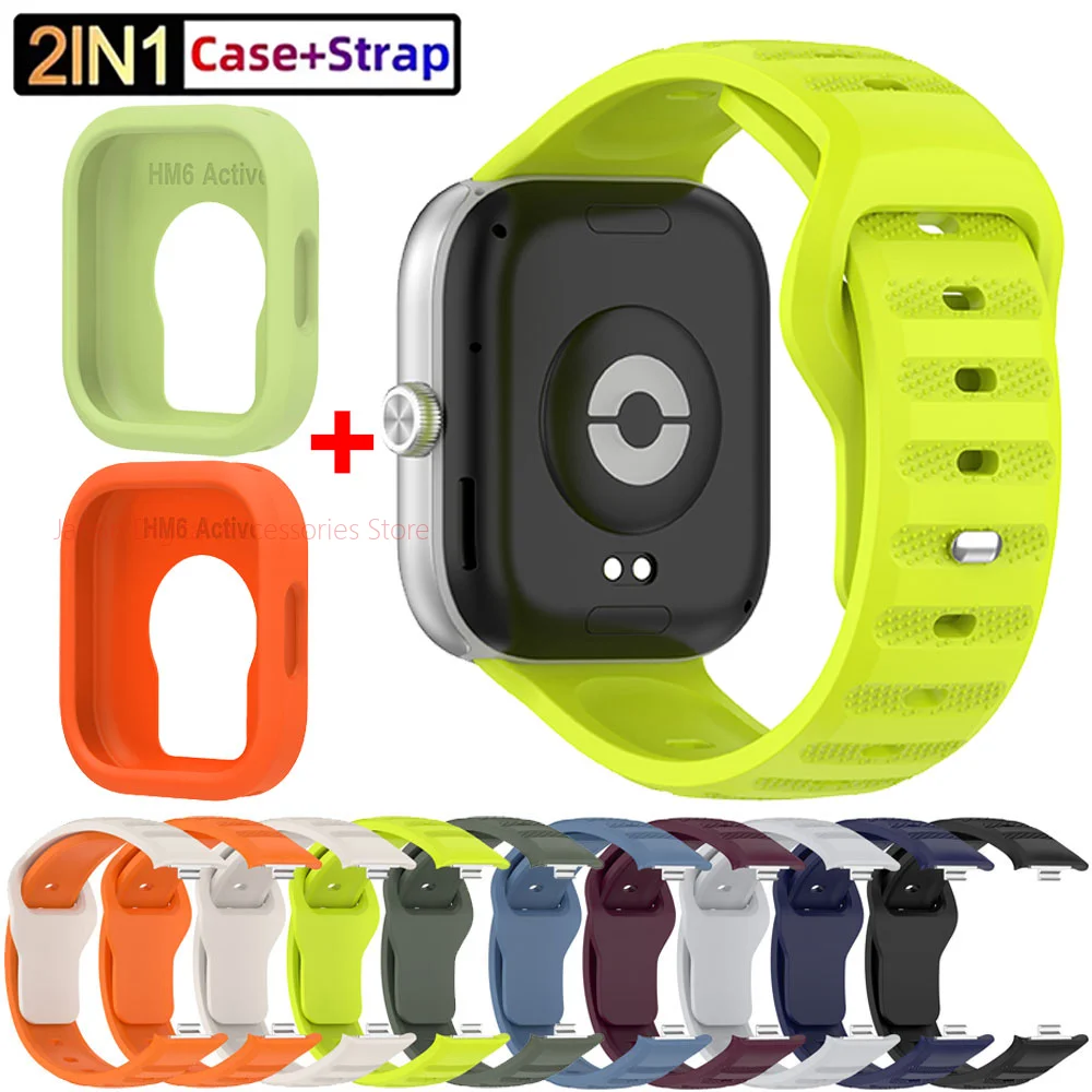 Hollow Out Case For Redmi Watch 6 Active Soft Silicone Band+Cover Replaceale Bracelet For Redmi Watch 6 Lite TPU Case Strap