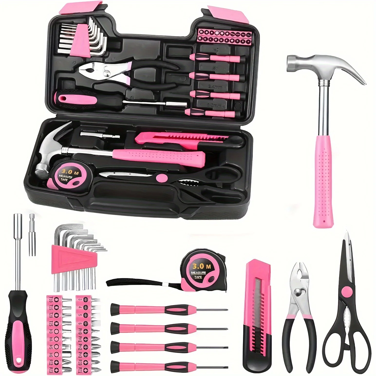 

39/24 piece tool set for women. Advanced tool set specifically designed for women, including hammer, gauge, screwdriver and more