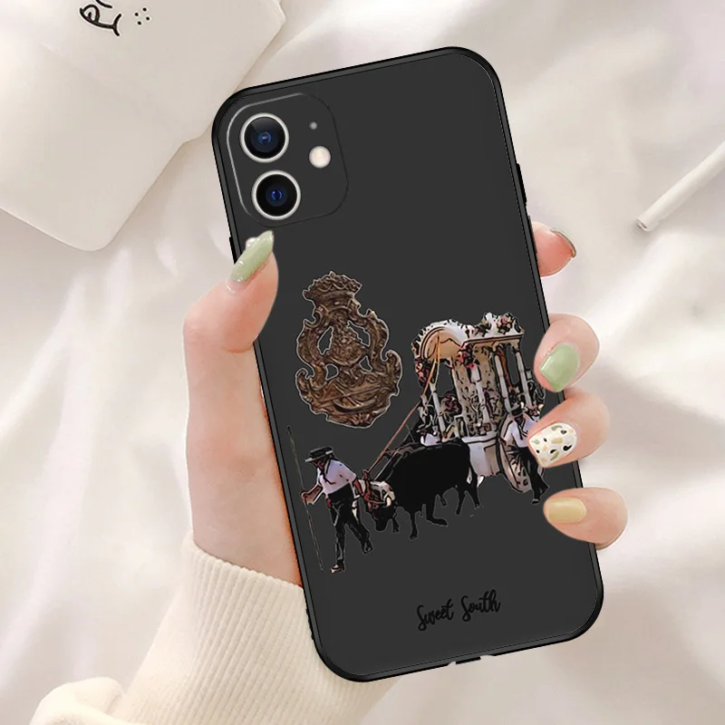 Black Soft Phone Case for Apple iphone 16 15 14 13 12 Mini XS 11 Pro Max XR 7 8 Plus X 16ProMax Virgin Mary Jesus Church Cover